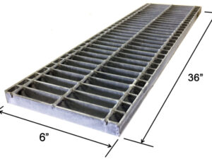 Galvanized Trench Drainage Driveway Grate, Stock Size - 1" x 6" x 36"