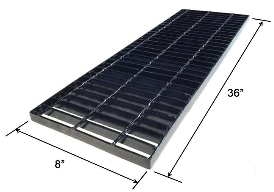 Steel Driveway Drain Grate, Stock Size - 1" x 8" x 36"