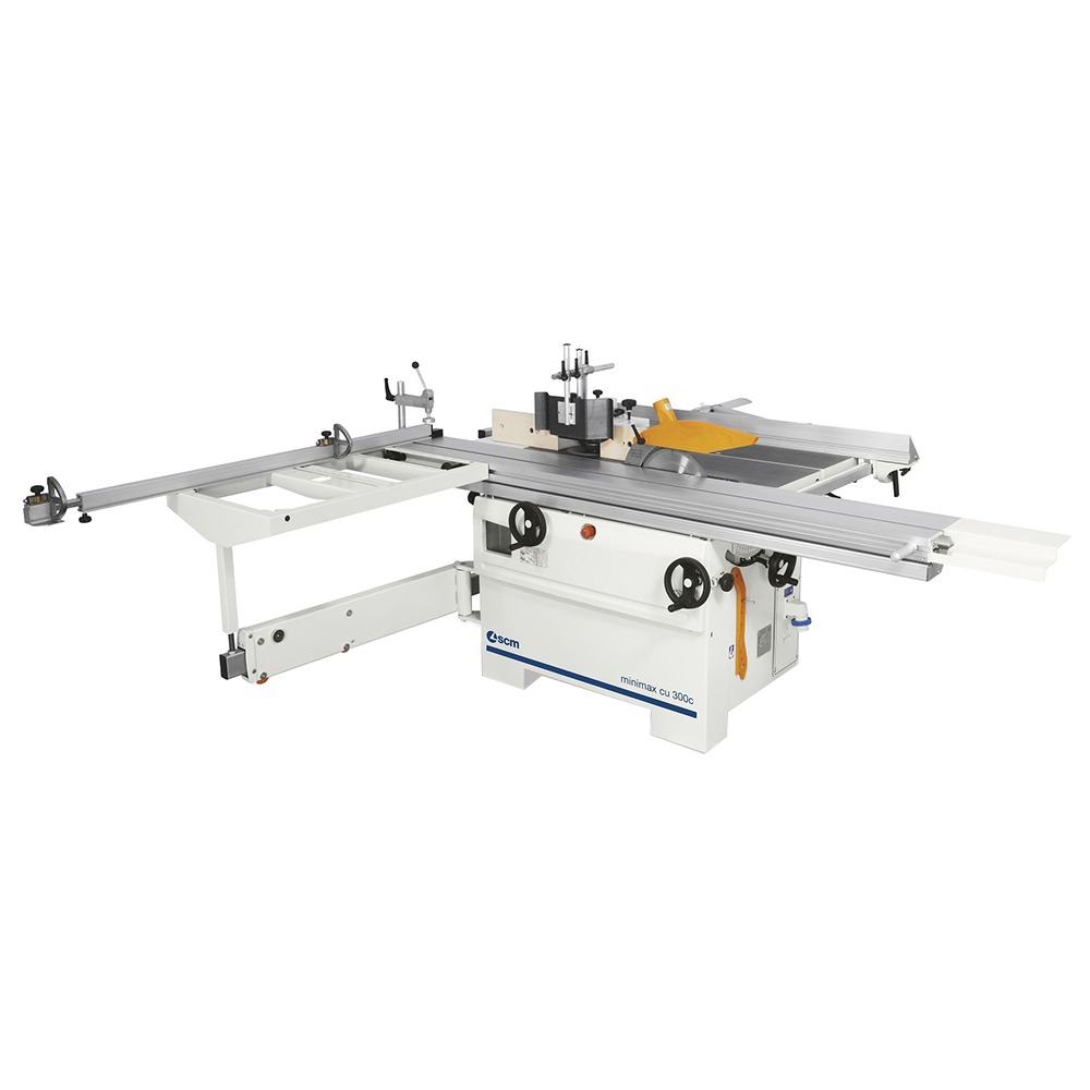 Minimax Single-Phase 4.8Hp (x3) 8.5' Combination machine 12″ main blade w/12″ Tersa cutterblock w/mortiser, 1.25″ interchangeable spindle, DADO, add table, grav handwheels